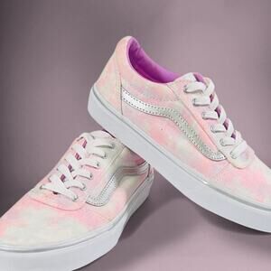 Vans Off The Wall Shoes Pink Tie Dye Youth Girls Size 5 Low Top Sneakers ECU